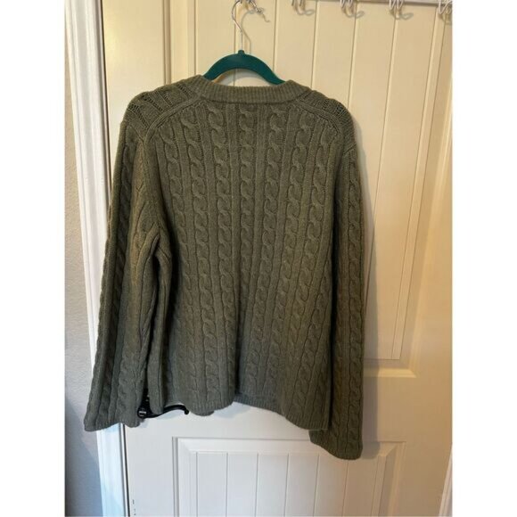 NWT Abercrombie & Fitch Cable Knit Green Gold Button Cardigan Sweater Size XXL - Picture 7 of 8
